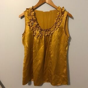 Tahari gold flower blouse, Size S